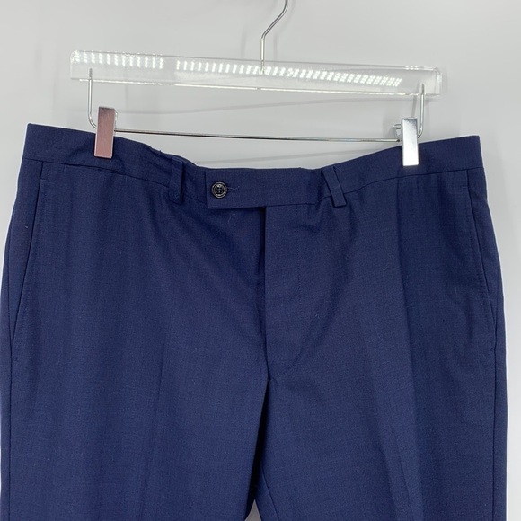 Jack Victor Jefferson flat front trousers pants navy wool suit dress men new 38 - Picture 2 of 4